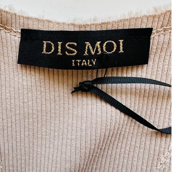 NWT Dis Moi Tan Rib Knit Racer Back Lace Edging Tank Top - Picture 6 of 9